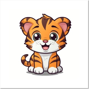 Cartoon Cute Kawaii Adorable Tiger Posters and Art